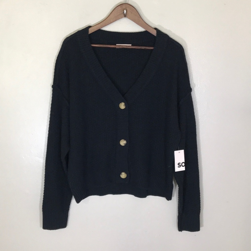 NEW SO Black V-Neck Button-Up Cardigan
